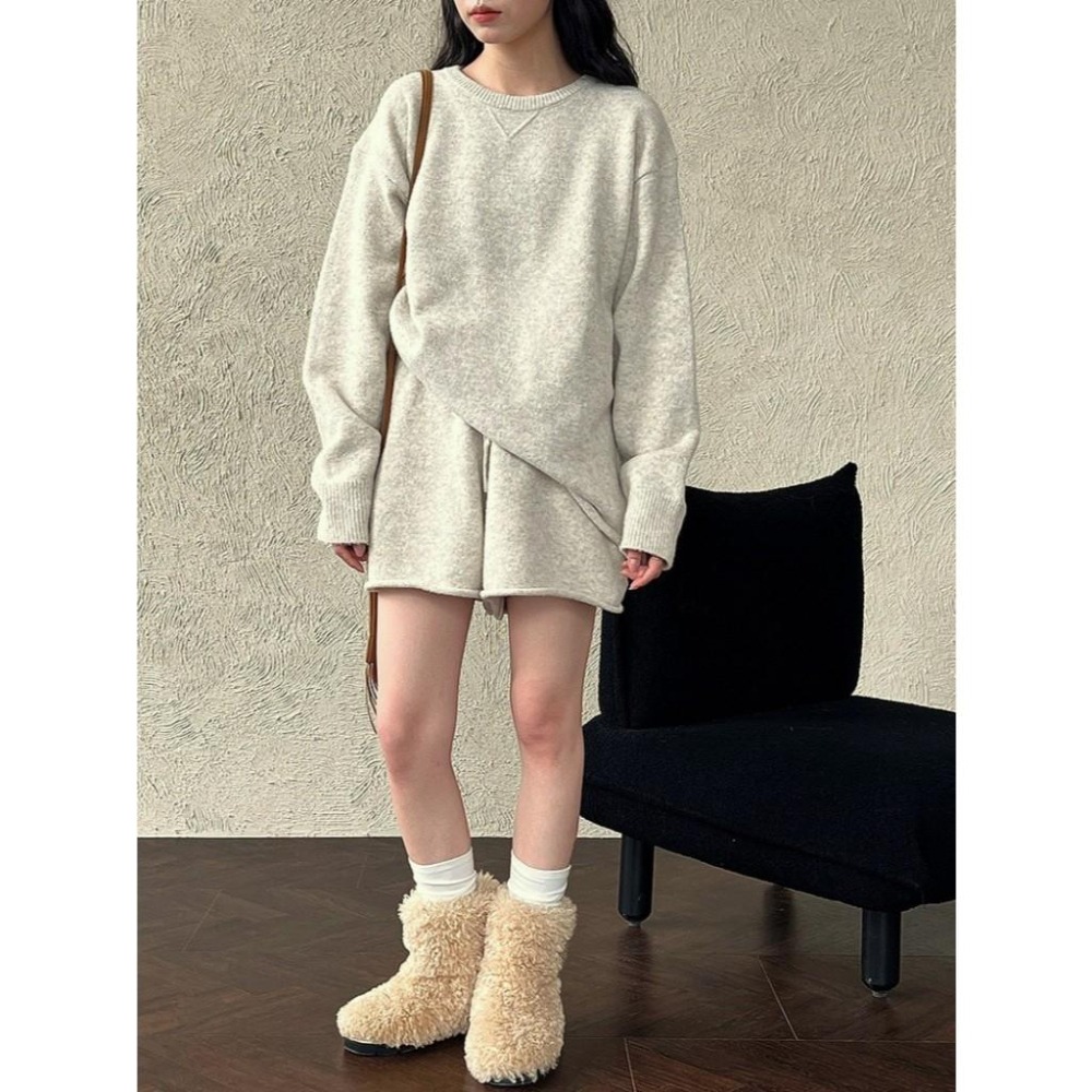 一秒出門 6%羊毛 韓系軟糯針織毛衣+短褲套裝 *2色 | kukuta-細節圖4