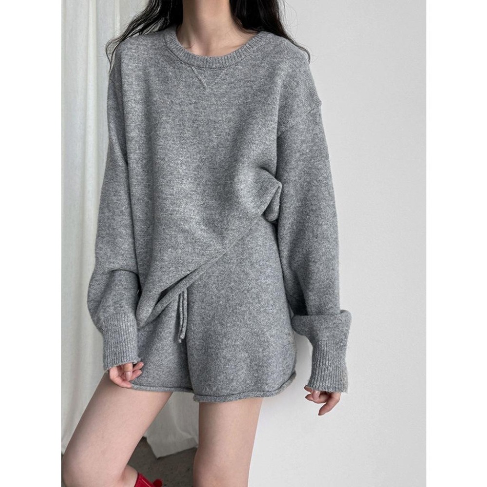 一秒出門 6%羊毛 韓系軟糯針織毛衣+短褲套裝 *2色 | kukuta-細節圖5