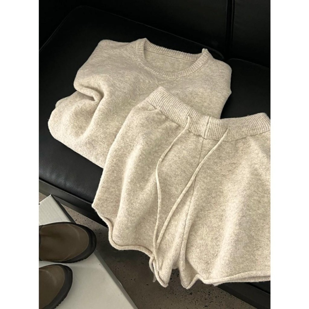 一秒出門 6%羊毛 韓系軟糯針織毛衣+短褲套裝 *2色 | kukuta-細節圖9