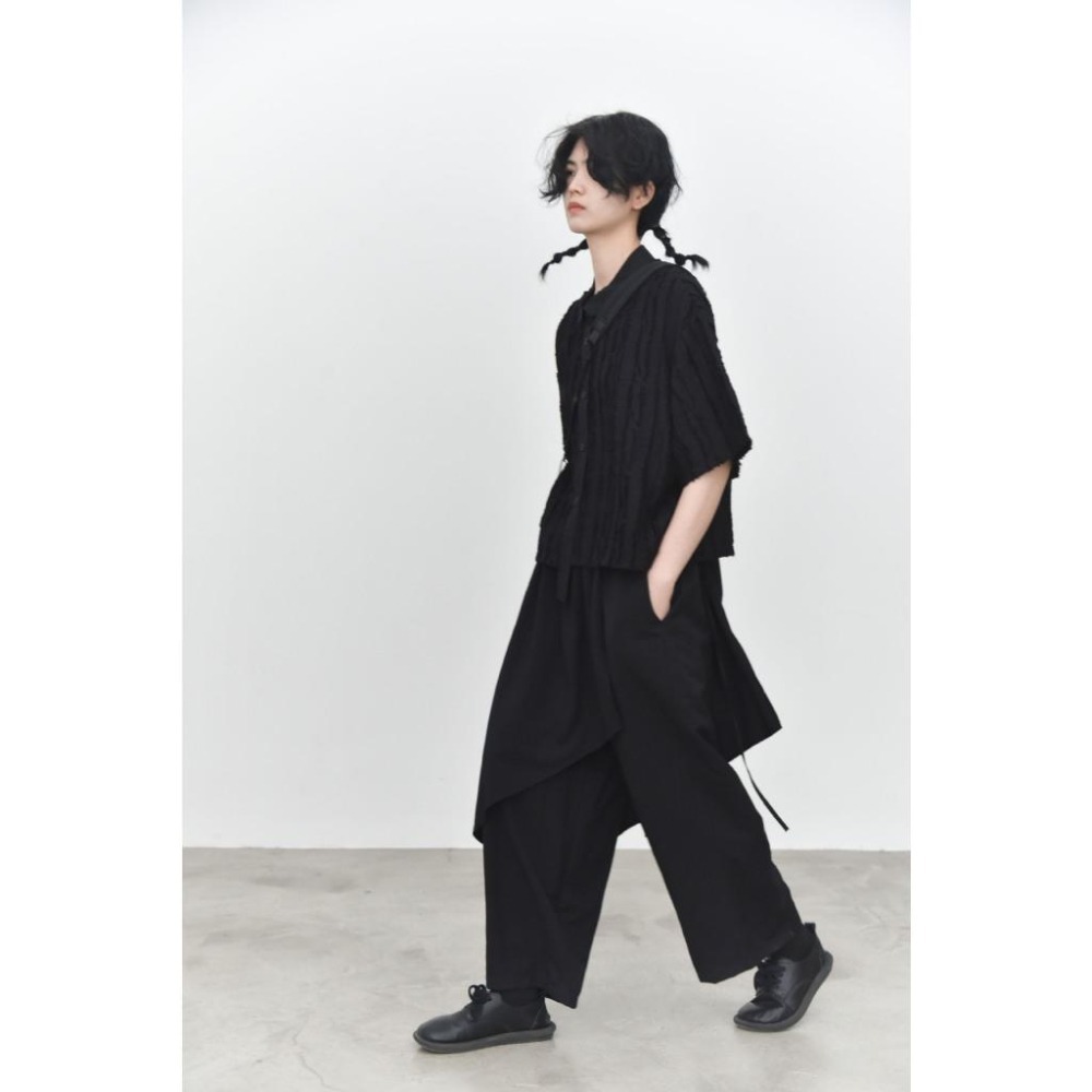 肌理感拼接門襟小眾設計短袖襯衫 *3色 | kukuta-細節圖5