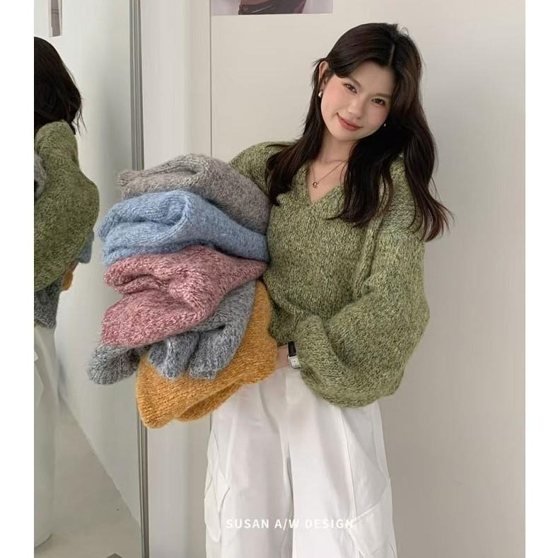 素色百搭 甜美風V領針織毛衣 *6色 | kukuta-細節圖2