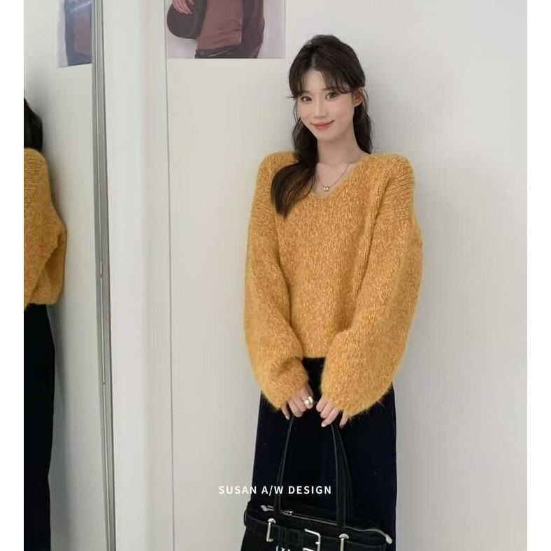 素色百搭 甜美風V領針織毛衣 *6色 | kukuta-細節圖6