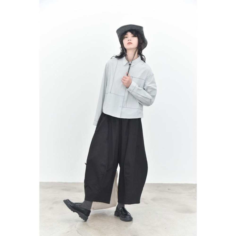 日系交錯線條細波浪簡約襯衫 長袖工裝上衣 *4色 | kukuta-細節圖6