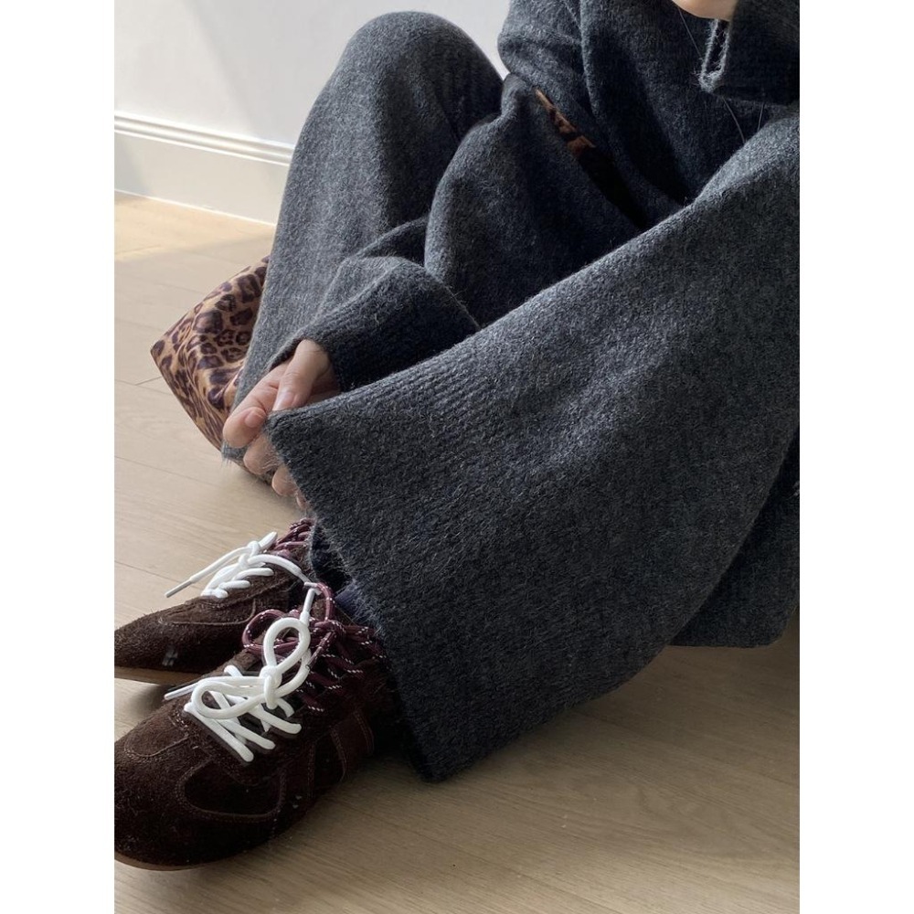 韓系休閒 寬鬆圓領毛衣+針織長褲套裝 *2色 | kukuta-細節圖9