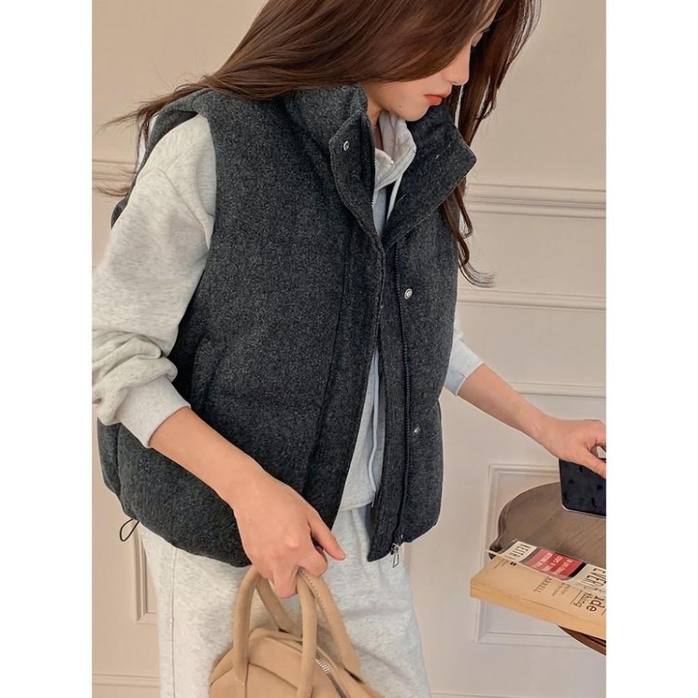 保暖疊穿  百搭毛呢棉服背心馬甲 *2色 | kukuta-細節圖4
