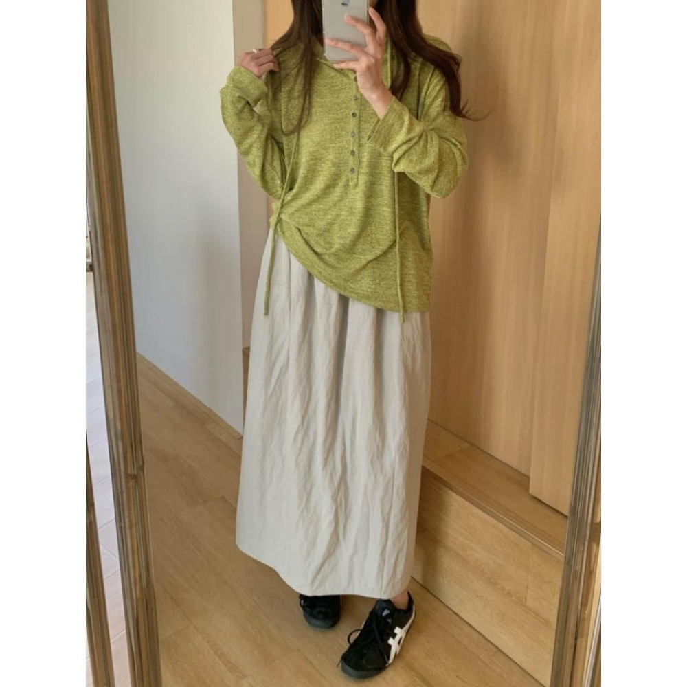 日常休閒 抽繩排釦連帽T恤上衣 *3色 | kukuta-細節圖5