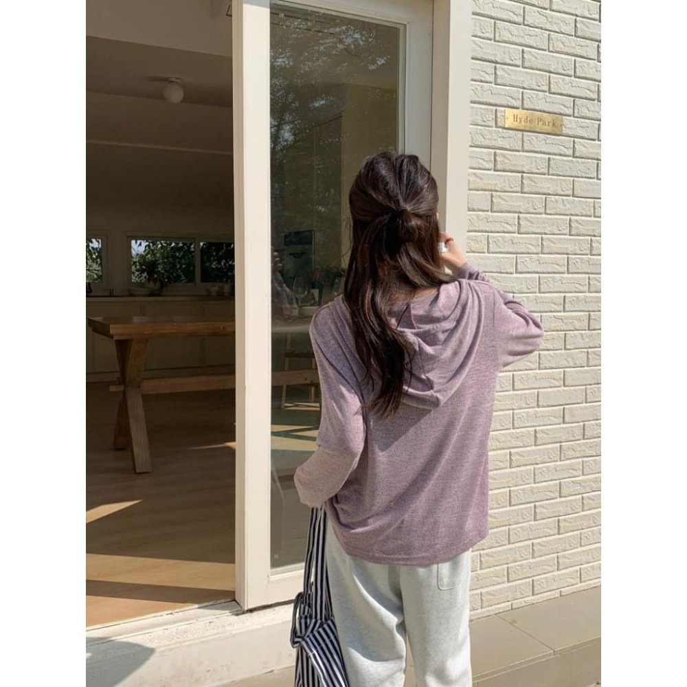 日常休閒 抽繩排釦連帽T恤上衣 *3色 | kukuta-細節圖9