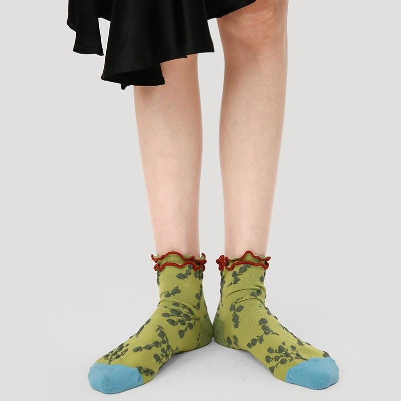 (五雙裝) 多色立體浮雕中筒襪 襪子 長襪 女 *3款 | kukuta-細節圖4