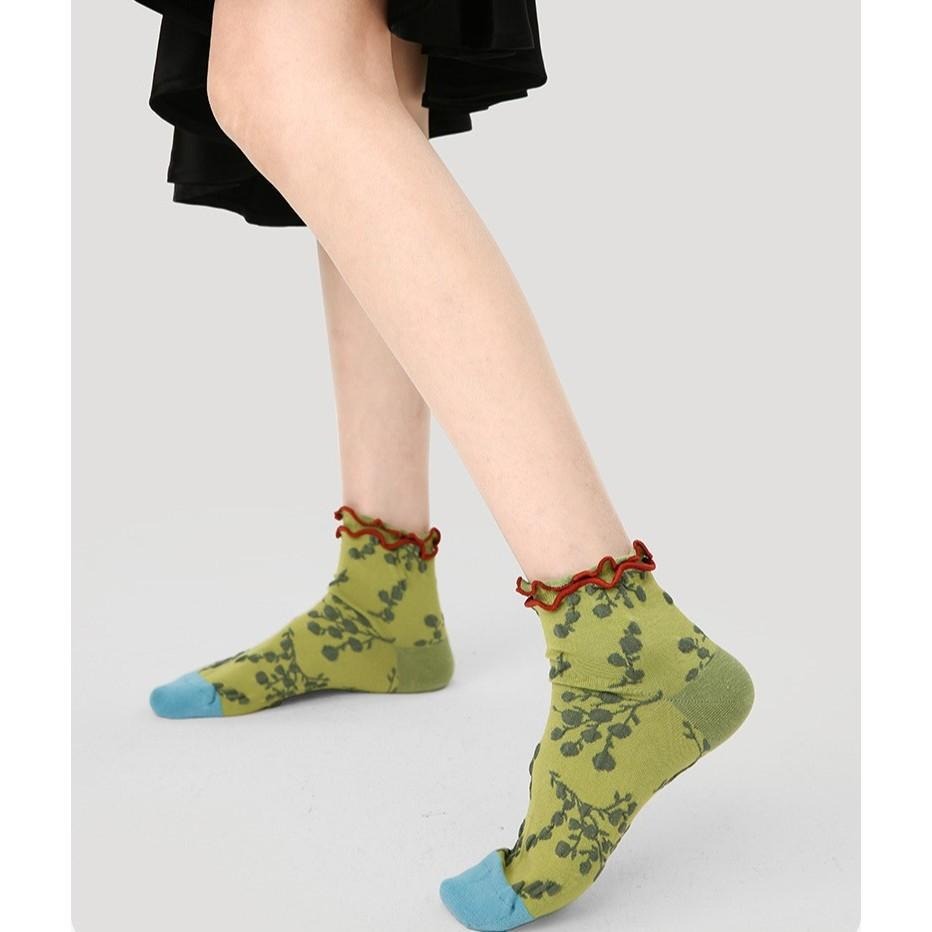 (五雙裝) 多色立體浮雕中筒襪 襪子 長襪 女 *3款 | kukuta-細節圖8