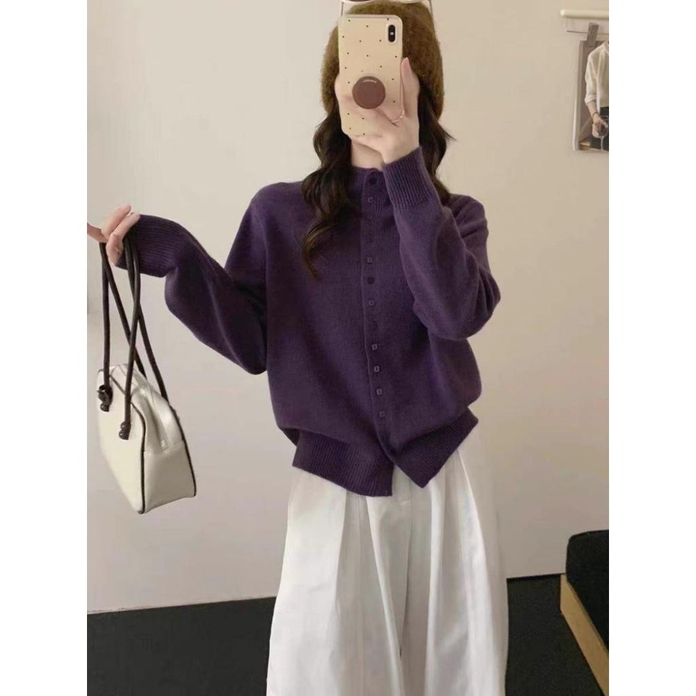 韓系半高領針織單排扣毛衣外套 *12色 | kukuta-細節圖4