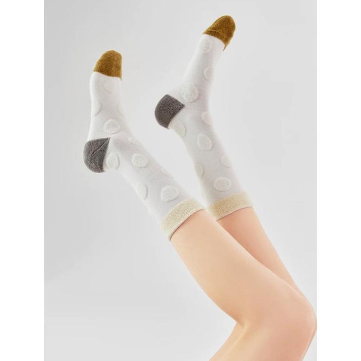 現+預 立體圓點毛圈中筒襪 ins風撞色 襪子 長襪 女 堆堆襪 *4色 | kukuta-細節圖3