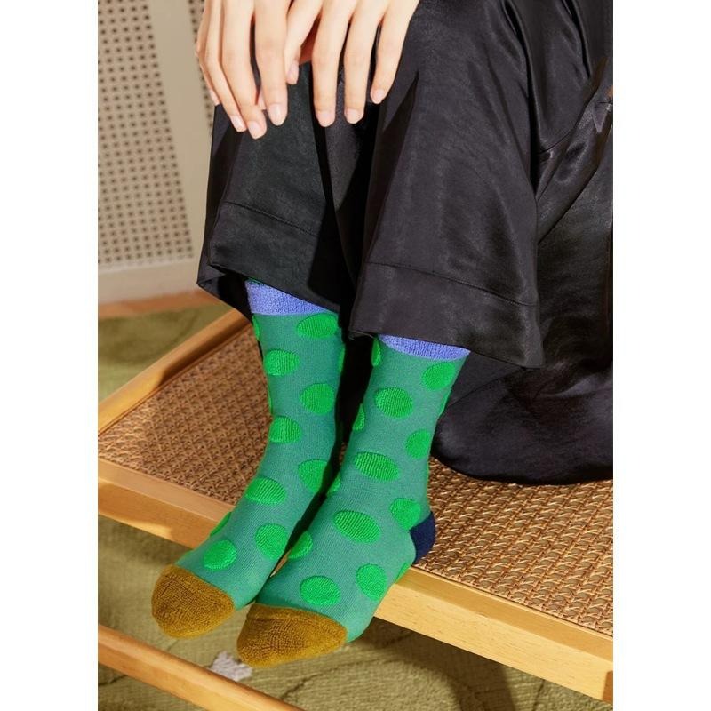 現+預 立體圓點毛圈中筒襪 ins風撞色 襪子 長襪 女 堆堆襪 *4色 | kukuta-細節圖4