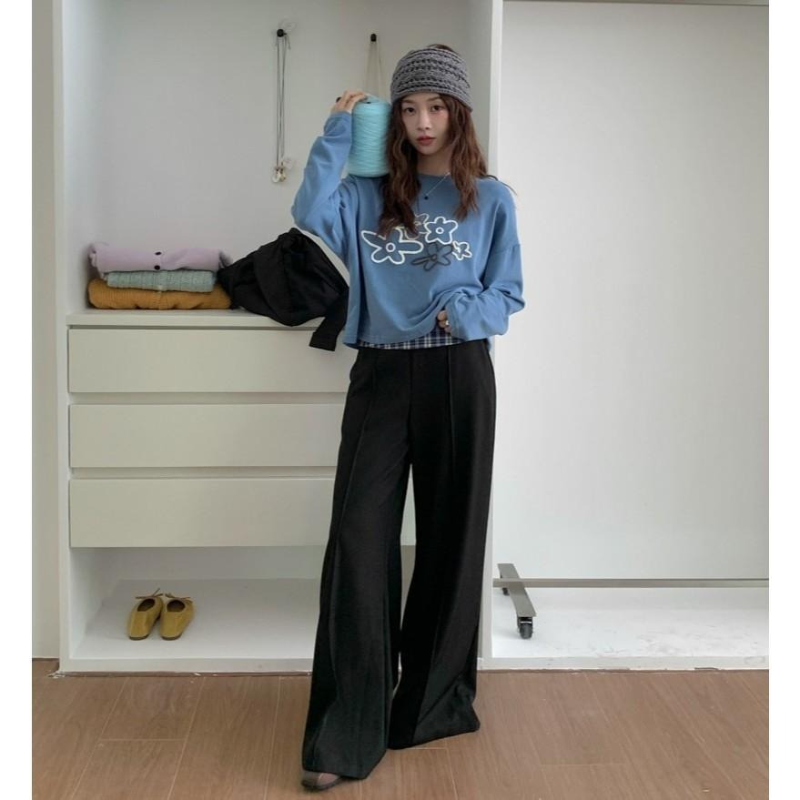 休閒百搭 圓領刺繡短版T 花朵設計上衣 *2色 | kukuta-細節圖6