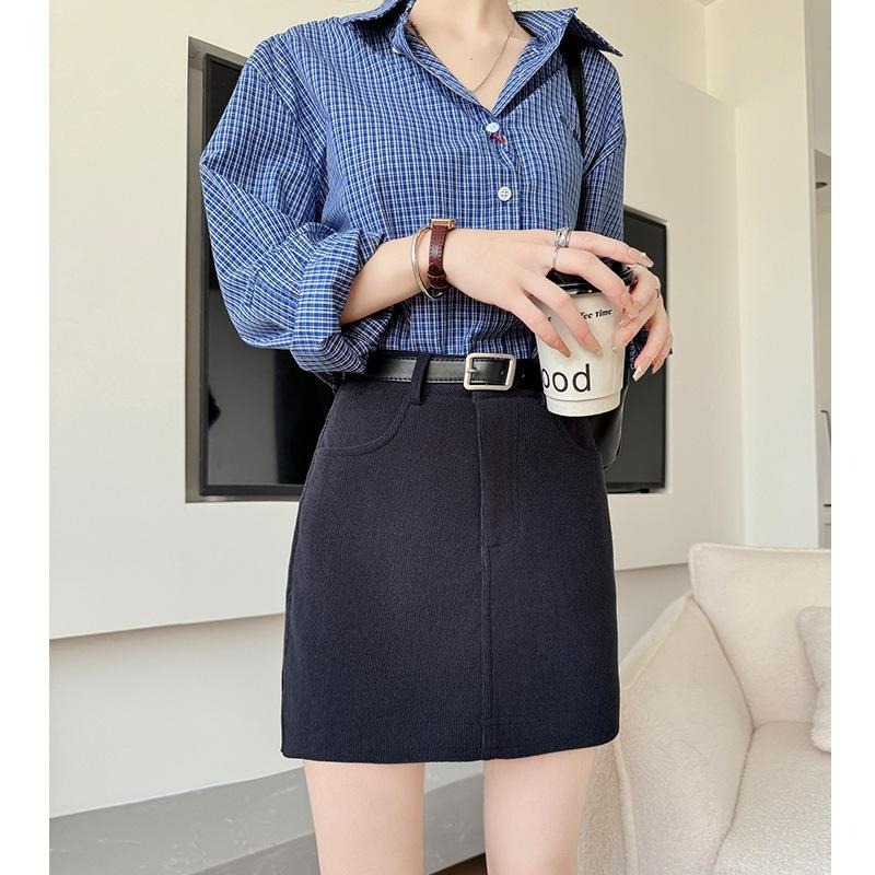 秋冬百搭 燈芯絨顯瘦高腰A字裙 小個子氣質短裙包臀裙 *5色 (XS-XL) | kukuta-細節圖4