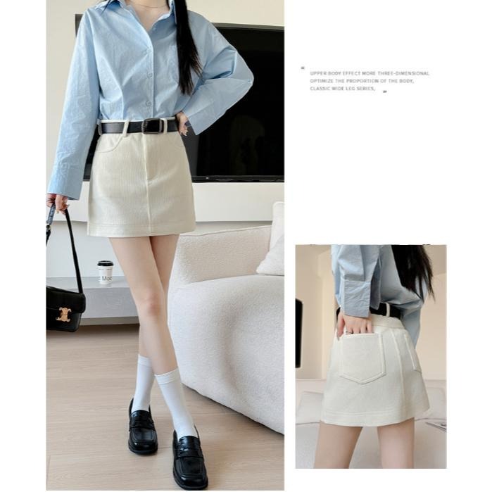 秋冬百搭 燈芯絨顯瘦高腰A字裙 小個子氣質短裙包臀裙 *5色 (XS-XL) | kukuta-細節圖5