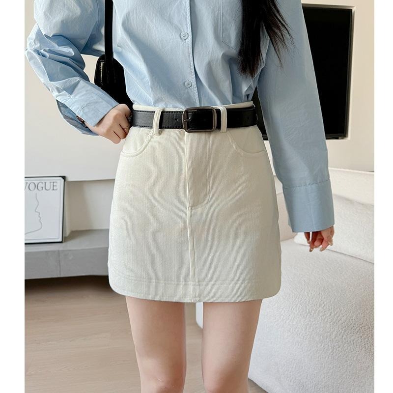 秋冬百搭 燈芯絨顯瘦高腰A字裙 小個子氣質短裙包臀裙 *5色 (XS-XL) | kukuta-細節圖8