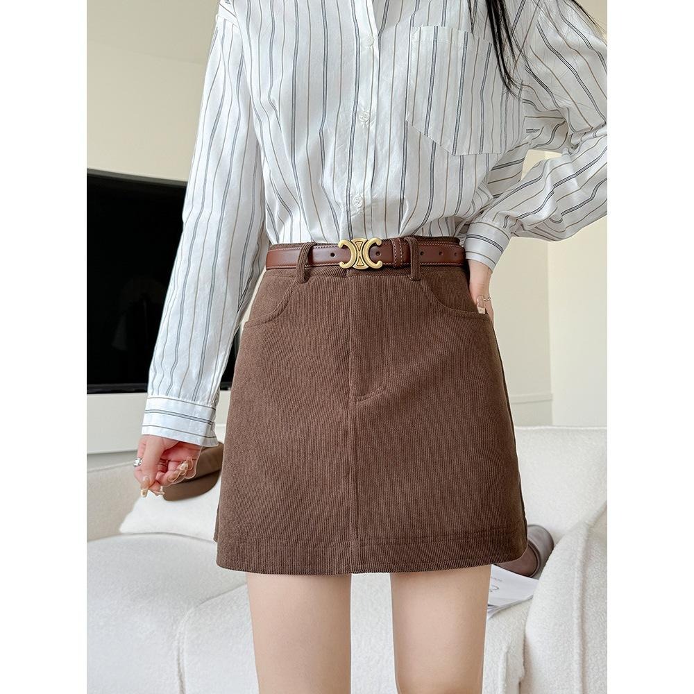 秋冬百搭 燈芯絨顯瘦高腰A字裙 小個子氣質短裙包臀裙 *5色 (XS-XL) | kukuta-細節圖9