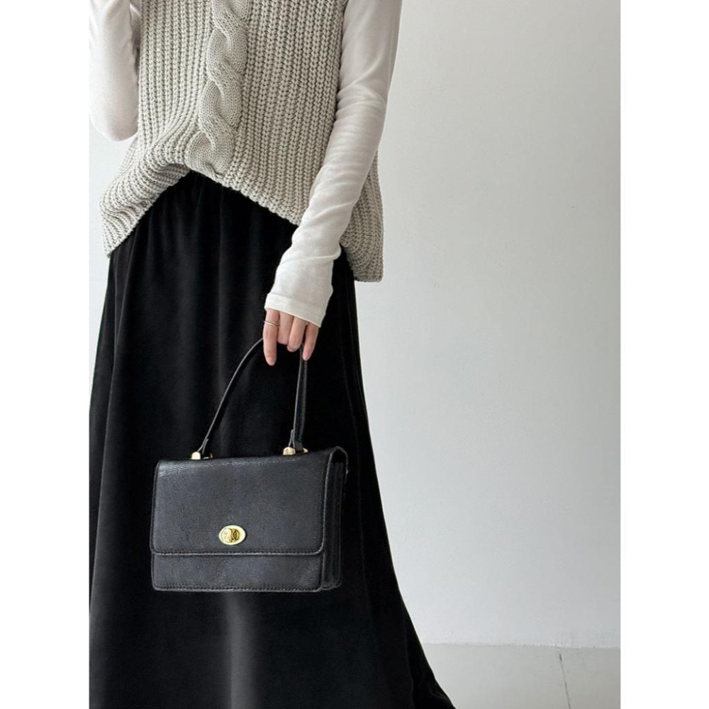 氣質絨面 垂感高腰半身裙 百搭A字中長裙 *2色 (M-L) | kukuta-細節圖4