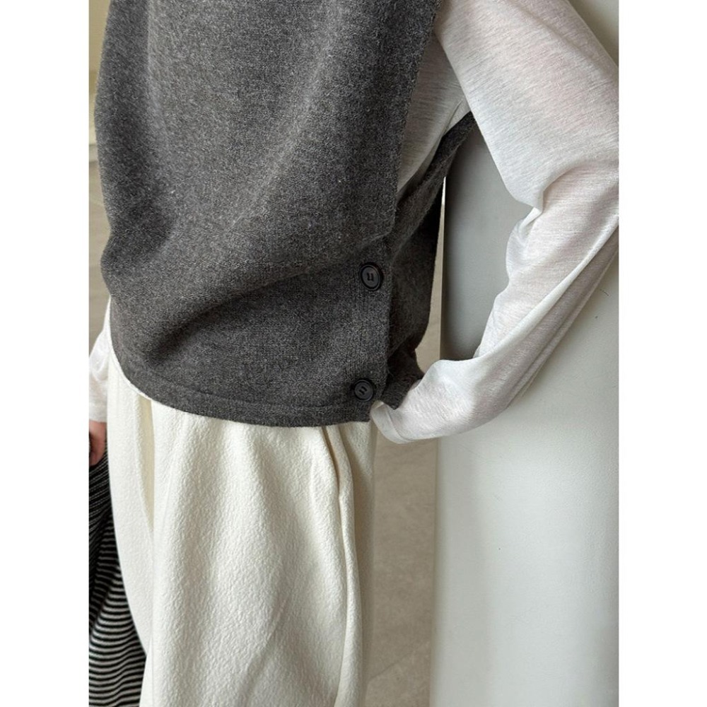 疊穿堆堆領針織背心 慵懶外搭坎肩馬甲 *5色 | kukuta-細節圖6