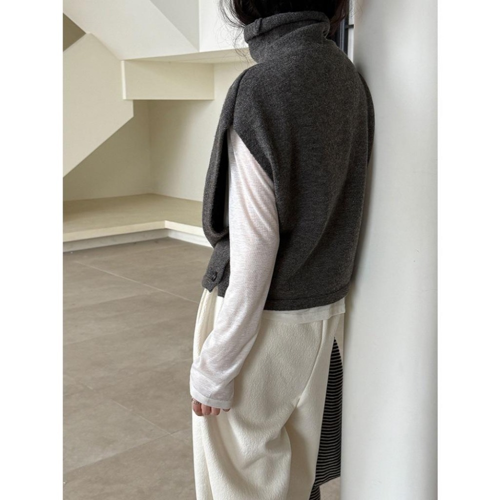 疊穿堆堆領針織背心 慵懶外搭坎肩馬甲 *5色 | kukuta-細節圖9