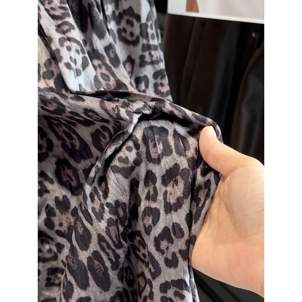 時尚豹紋印花絲絨半身裙 高腰顯瘦長裙 *2色 | kukuta-細節圖4