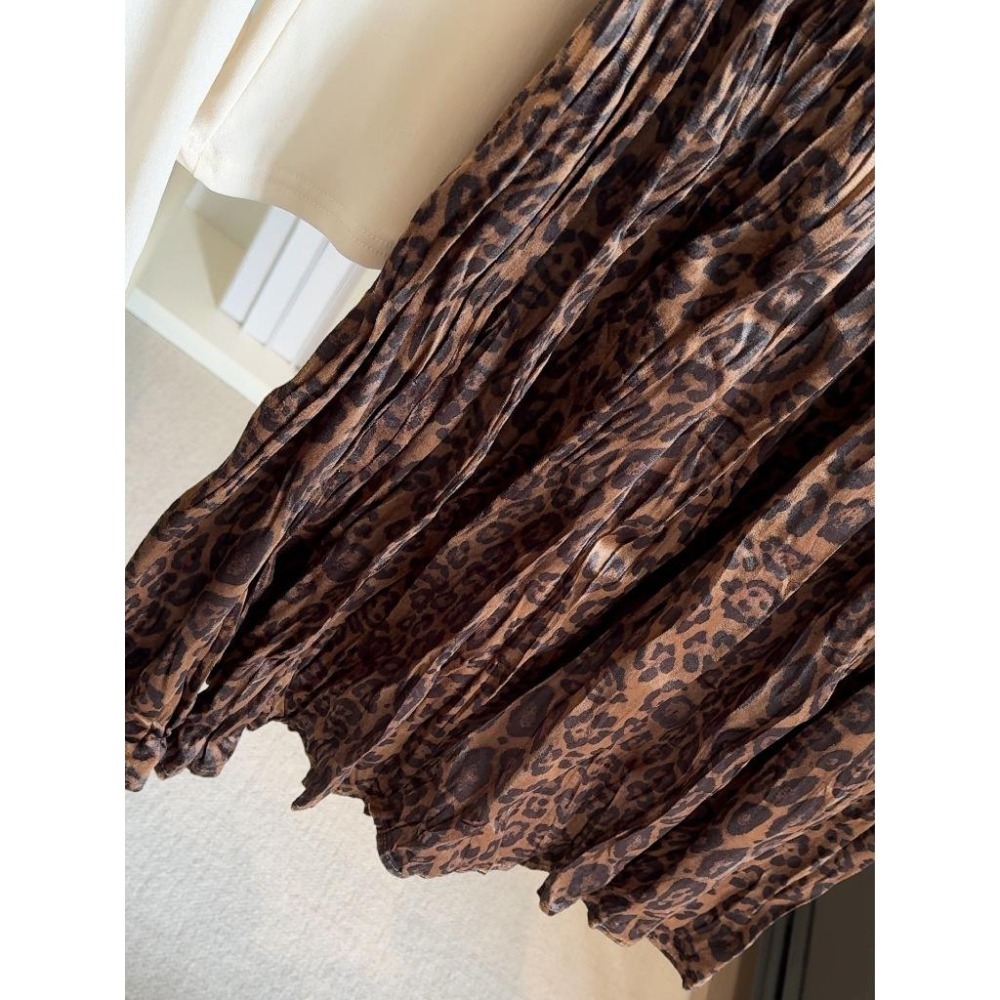 時尚豹紋印花絲絨半身裙 高腰顯瘦長裙 *2色 | kukuta-細節圖8