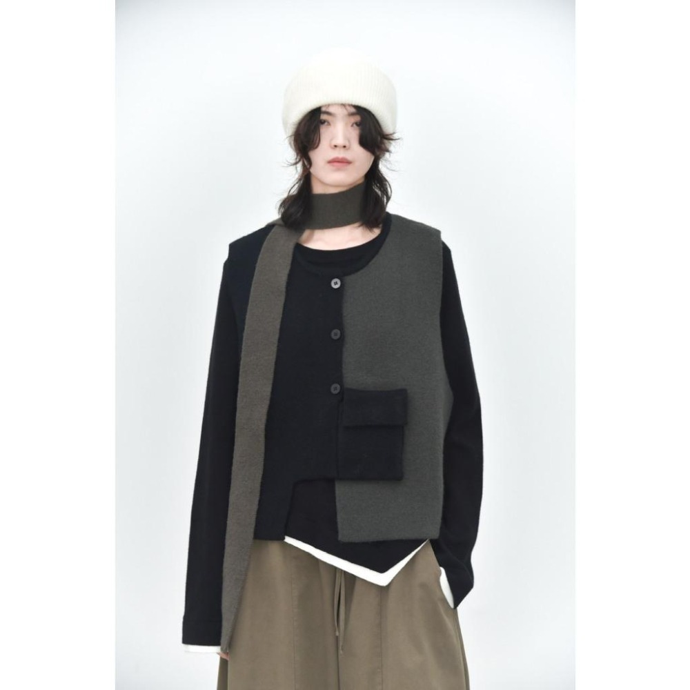 現+預 不規則拼接小口袋毛衣馬甲背心 *3色 | kukuta-細節圖8
