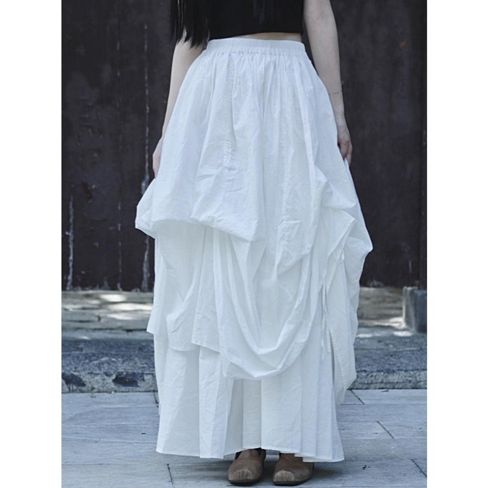 日系設計 重工抽褶設計感大擺半身裙 *4色 | kukuta-細節圖2