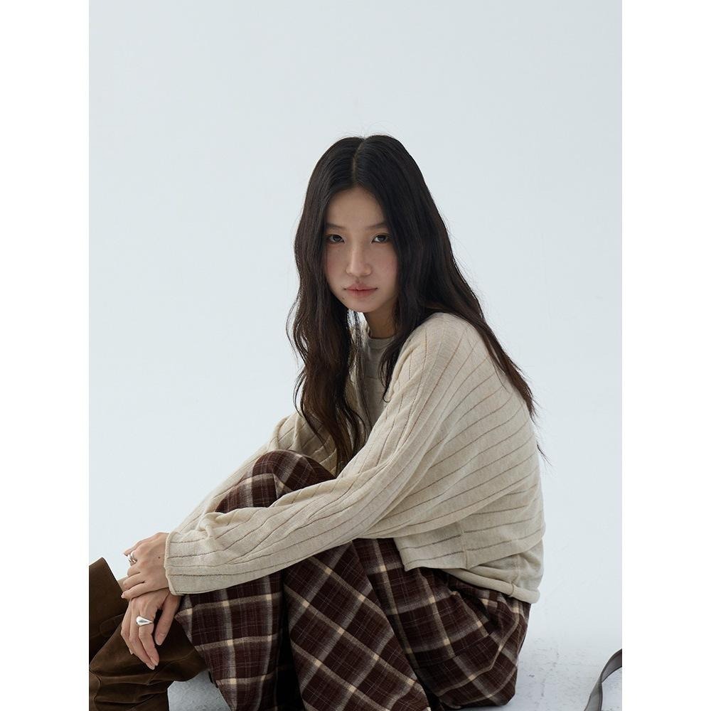 疊穿百搭 6%羊毛 長袖一字領罩衫+掛脖吊帶兩件套 *2色 | kukuta-細節圖3