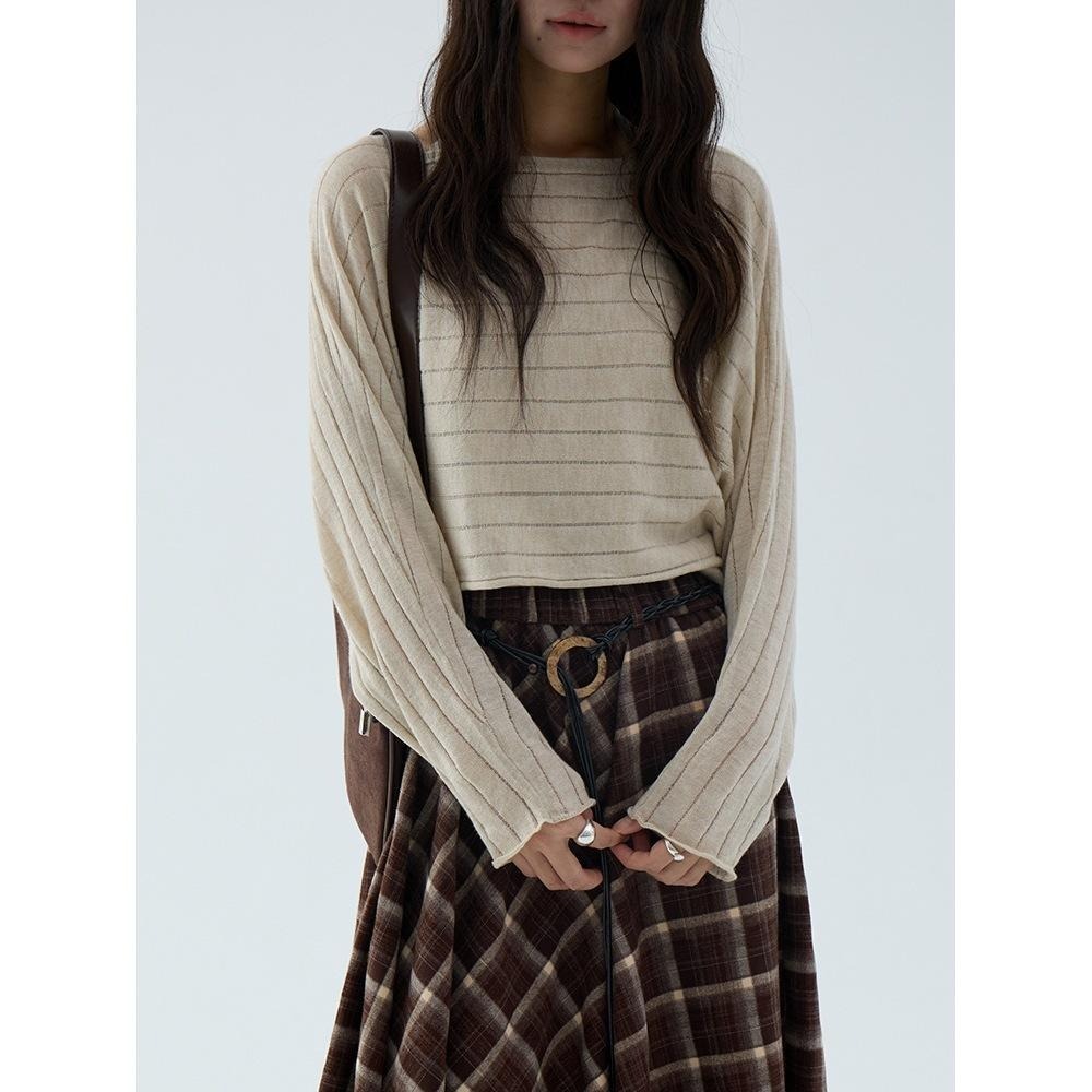 疊穿百搭 6%羊毛 長袖一字領罩衫+掛脖吊帶兩件套 *2色 | kukuta-細節圖5