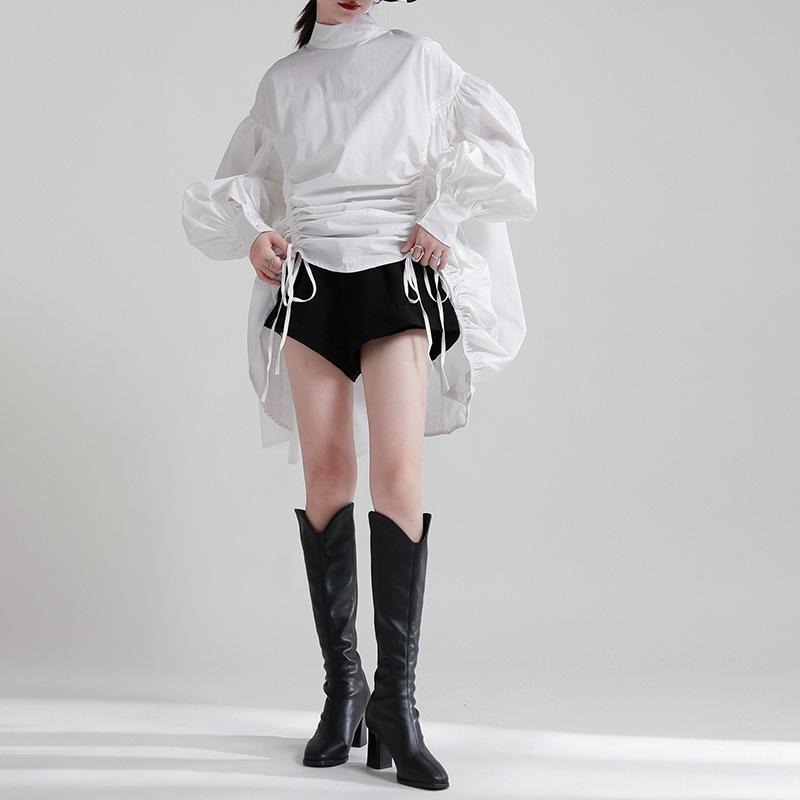 時尚寬鬆 赫本風法式洋裝 抽繩可調節連身裙 *2色 | kukuta-細節圖8