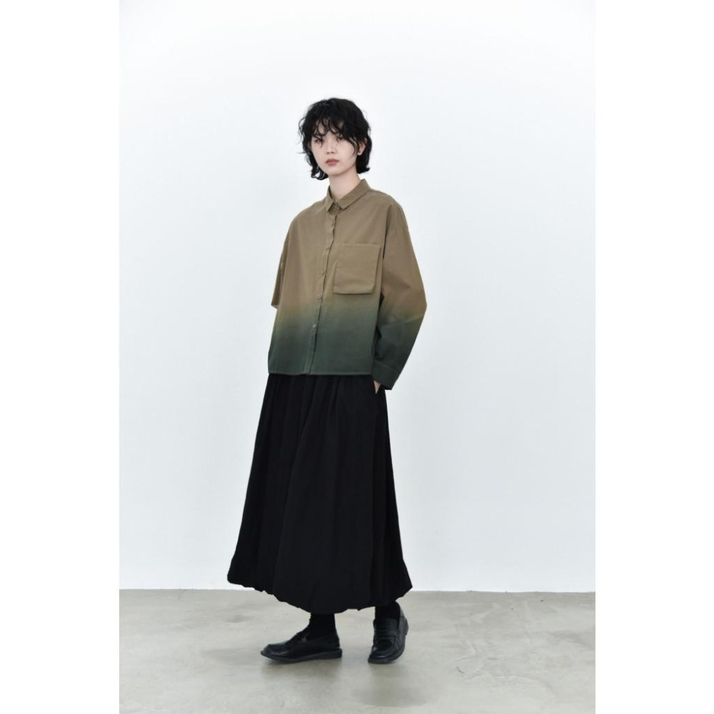 日系漸層暈染口袋翻領長袖襯衫 *3色 | kukuta-細節圖3