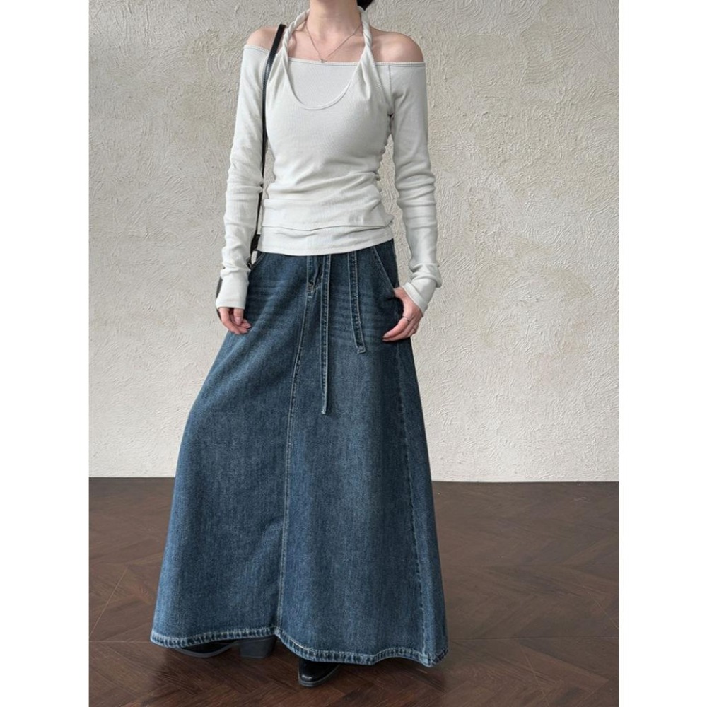 韓系設計感 掛脖假兩件上衣 時髦疊穿長袖衫 *3色 | kukuta-細節圖7