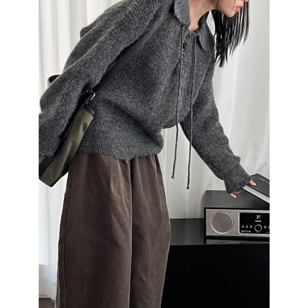 現貨 9%羊毛 翻領綁帶針織毛衣 *4色 | kukuta-細節圖7