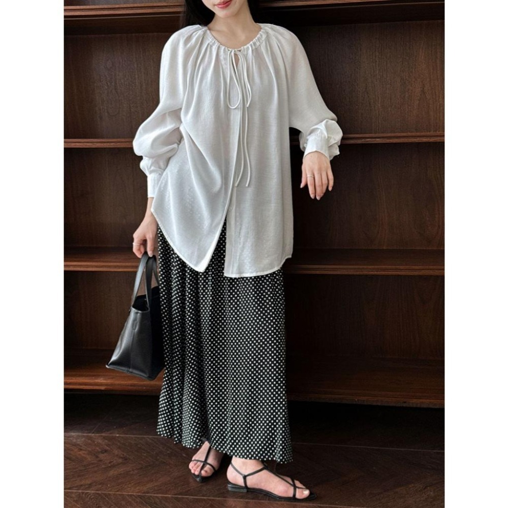 領口綁帶天絲上衣*2色 | kukuta-細節圖6