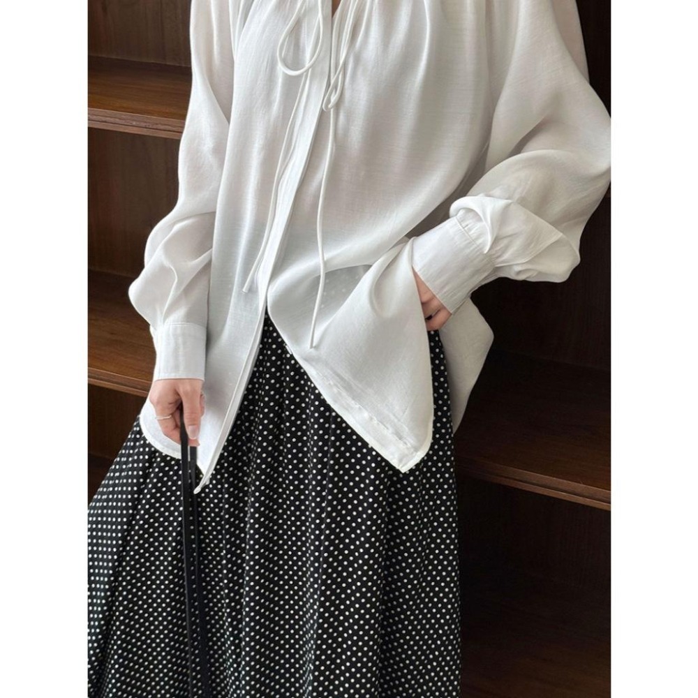 領口綁帶天絲上衣*2色 | kukuta-細節圖7