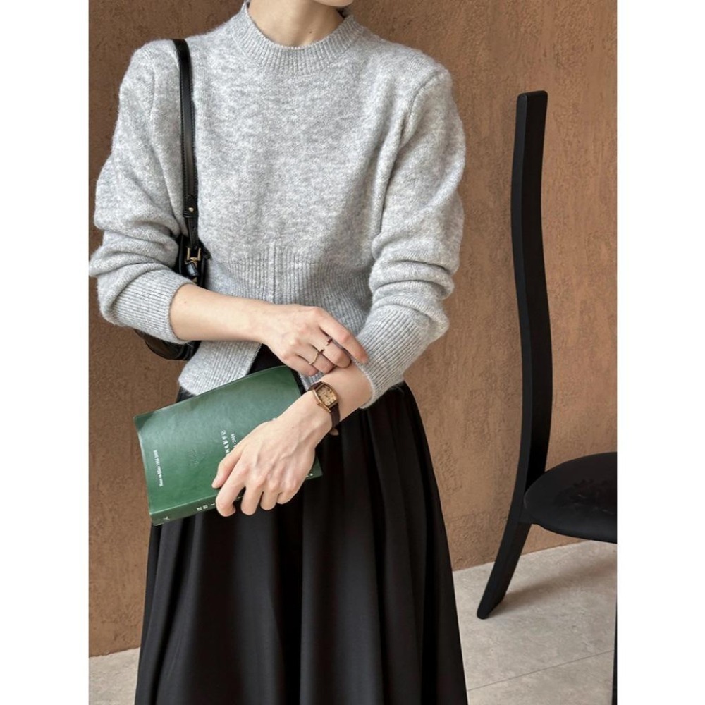 現+預 6%羊毛 修身拉鍊毛衣 圓領收腰針織上衣 *3色 | kukuta-細節圖6