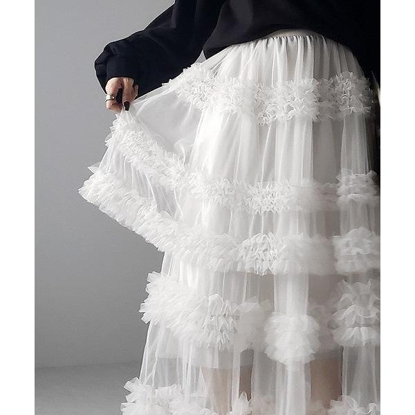 多層次網紗半身裙 A字蛋糕裙 長裙紗裙 *5色 | kukuta-細節圖2