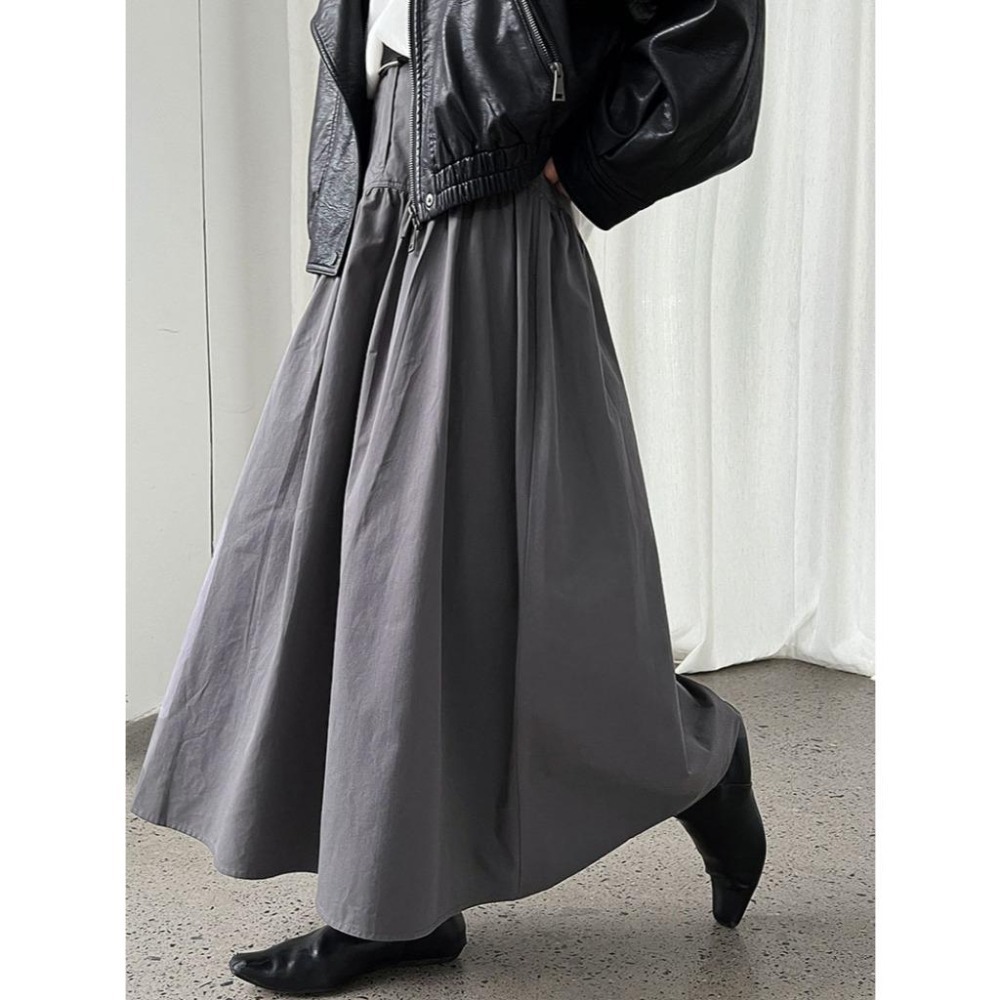 現+預 氣質顯瘦 腰封抽褶半身裙 高腰設計感顯瘦傘裙 *2色 (M-L) | kukuta-細節圖3