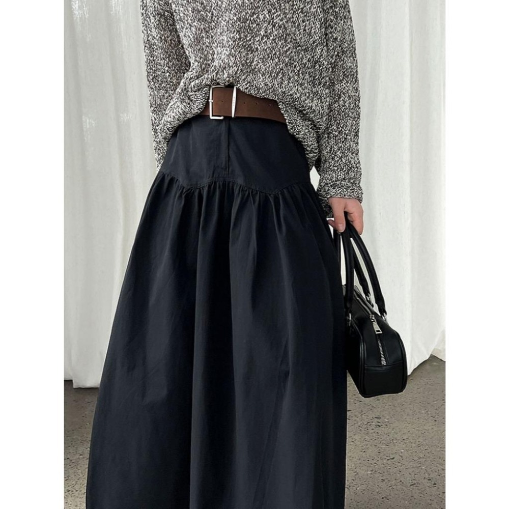 現+預 氣質顯瘦 腰封抽褶半身裙 高腰設計感顯瘦傘裙 *2色 (M-L) | kukuta-細節圖4