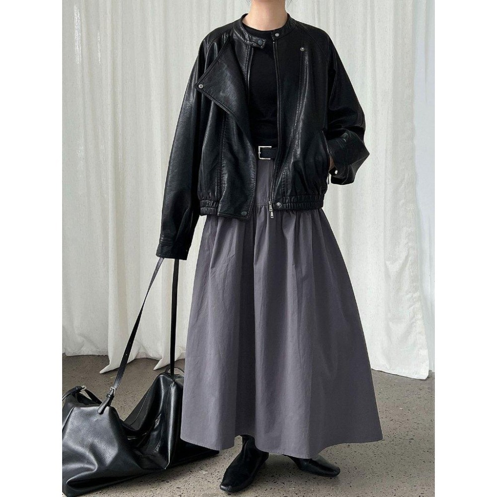 現+預 氣質顯瘦 腰封抽褶半身裙 高腰設計感顯瘦傘裙 *2色 (M-L) | kukuta-細節圖8