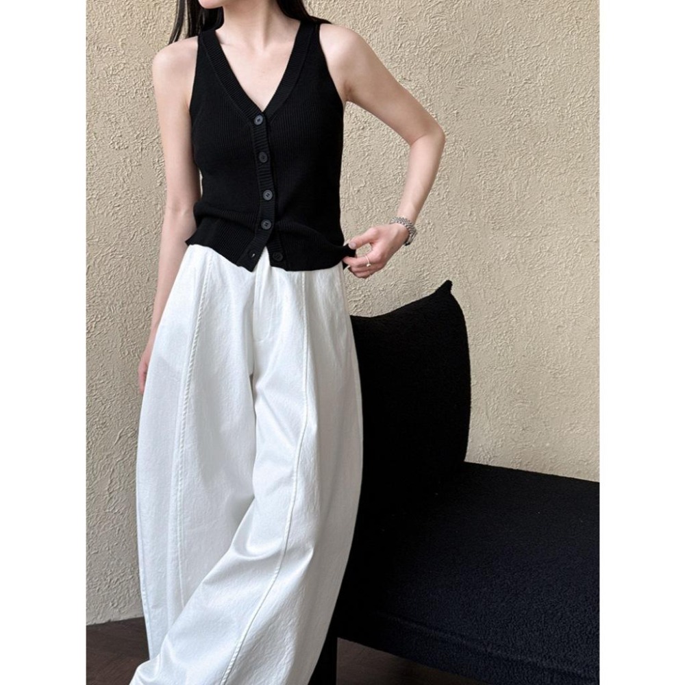 現+預 美式立體剪裁工裝褲 復古彎刀褲 闊腿褲長褲 *2色 (M-L) | kukuta-細節圖5