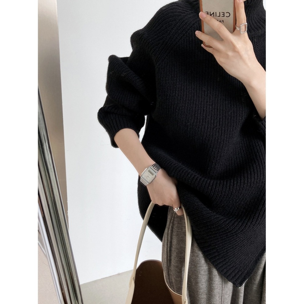 設計感高領毛衣 雙頭斜拉鏈上衣 *4色 | kukuta-細節圖11