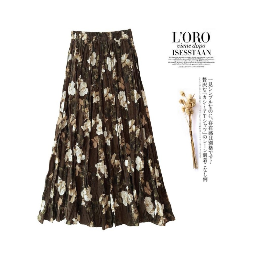 山茶花褶皺大擺半身裙*2色 | kukuta-細節圖2