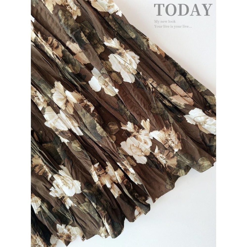 山茶花褶皺大擺半身裙*2色 | kukuta-細節圖7