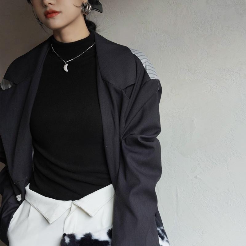 半高領薄絨打底內搭上衣* 8色 (S-XL) | kukuta-細節圖2