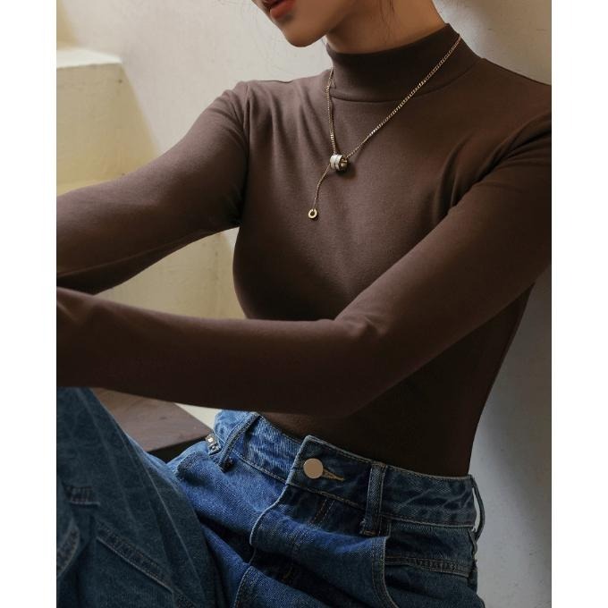 半高領薄絨打底內搭上衣* 8色 (S-XL) | kukuta-細節圖5