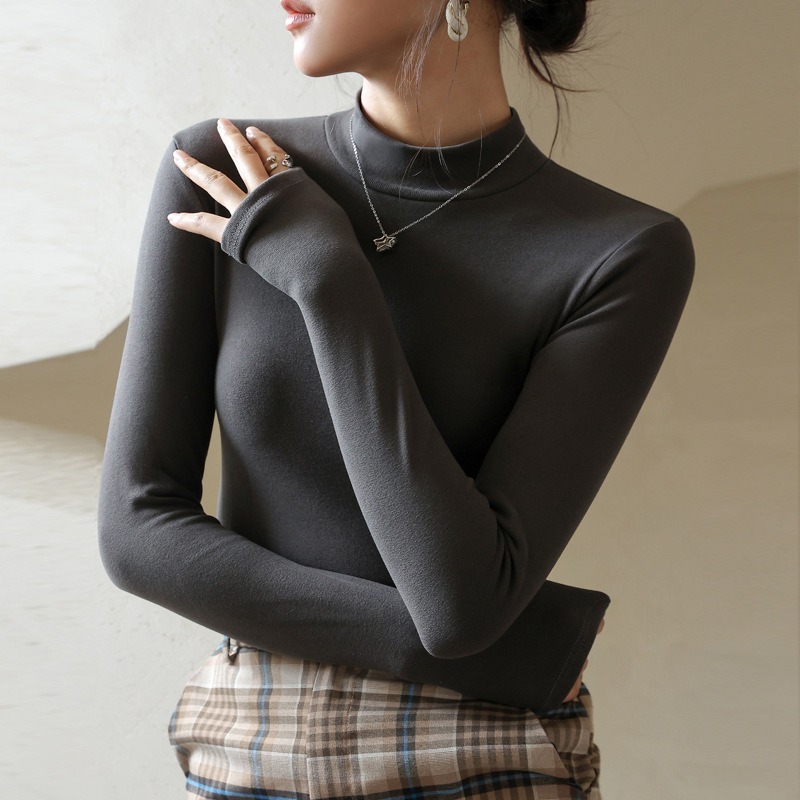 半高領薄絨打底內搭上衣* 8色 (S-XL) | kukuta-規格圖7