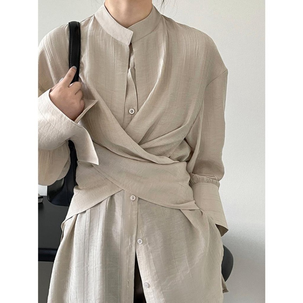 交叉綁帶襯衫 設計感韓系上衣 *2色 | kukuta-細節圖5