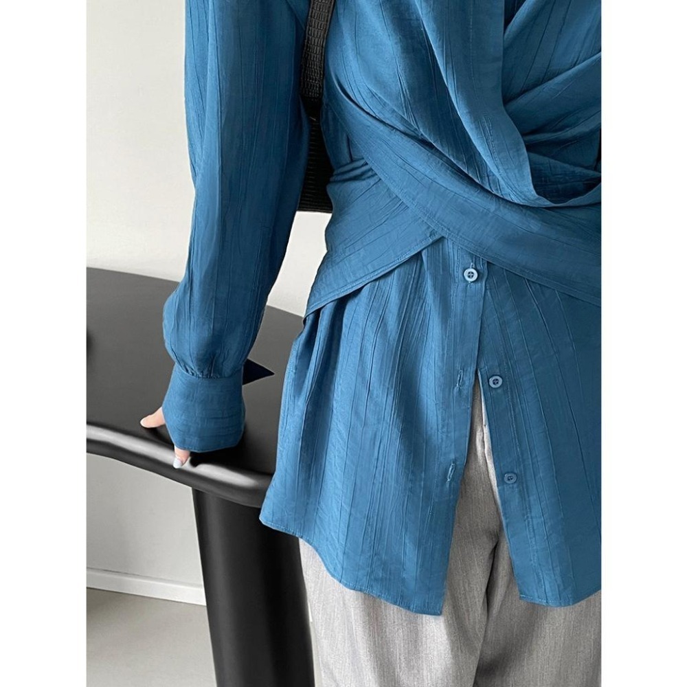 交叉綁帶襯衫 設計感韓系上衣 *2色 | kukuta-細節圖6